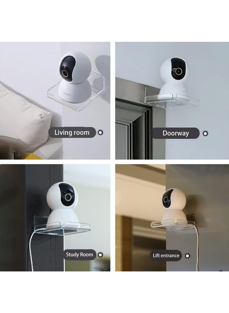 Acrylic Floating Small Wall Shelves, Mini Wall Mounted Hanging Display Shelves, Universal Adhesive Shelf Easy to Install No Drill, for Security Cameras, Baby Monitors, Smart Speaker, 2 Pcs - Image 4